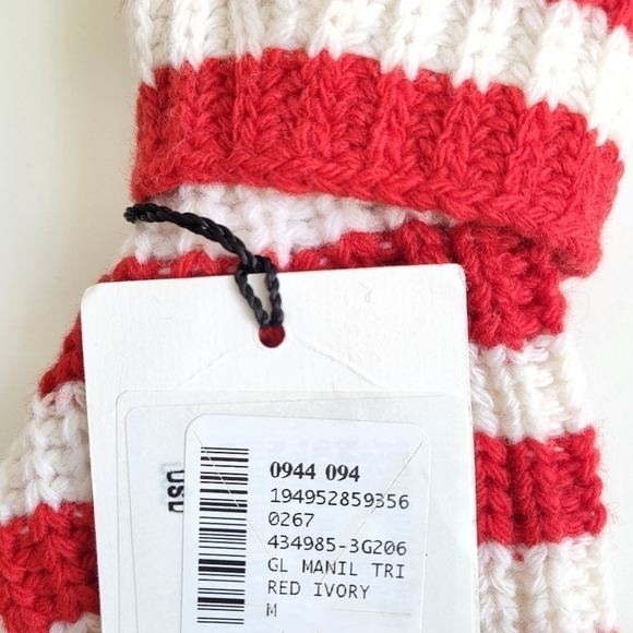 New Gucci 100% Wool Knit Striped Red/White Fingerless Gloves NWT Size Medium - Picture 8 of 8